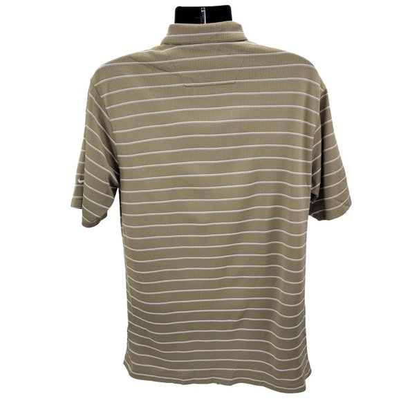 Nike Golf Polo Shirt Men’s L Bronze White Striped Dri-FIT Performance Wicking - Picture 3 of 7